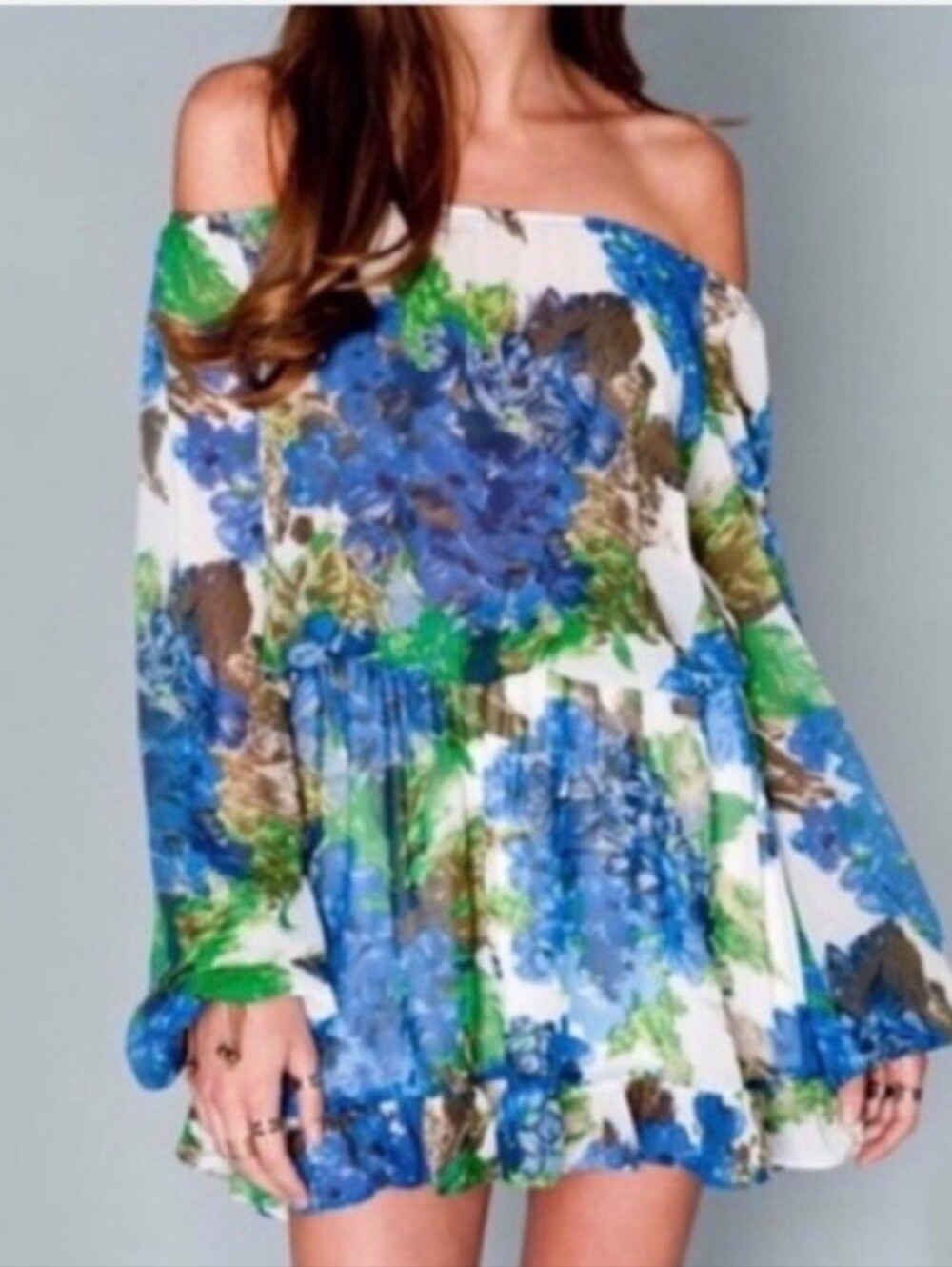 NWT Show Me Your Mumu Blue Floral Lee Lee Ruffle Dress Medium
